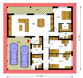 Mirror image | Floor plan of ground floor - BUNGALOW 214